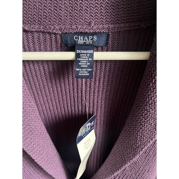 Chaps Classic Women’s Purple Shawl Sweater Cardigan Sz 3XL Buttons Academia NWT - Picture 3 of 5
